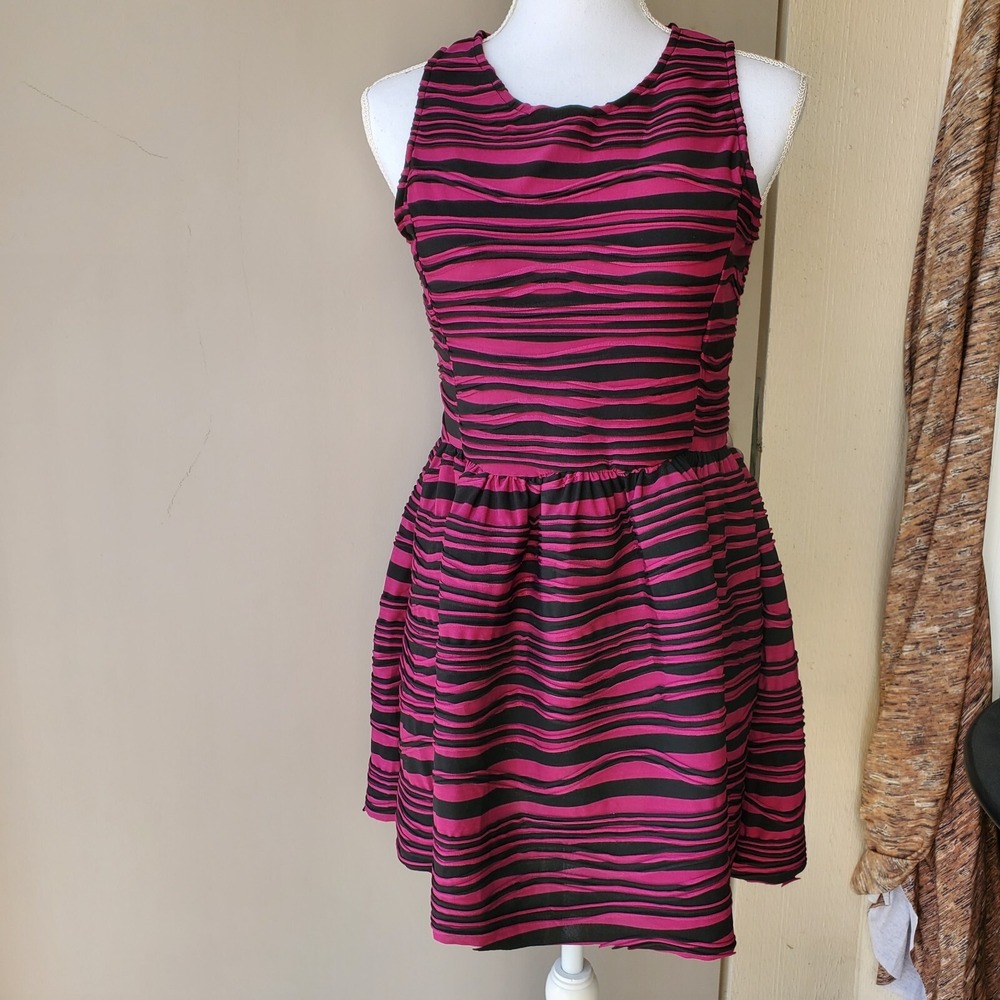 Free People Rendezvous Dress Womens Large Berry Black Striped Sleeveless
